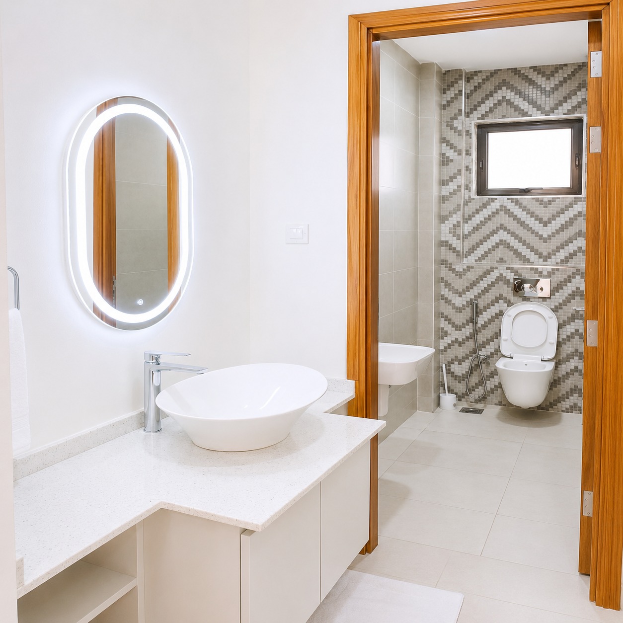 Clean and well-maintained common toilet facility for guests