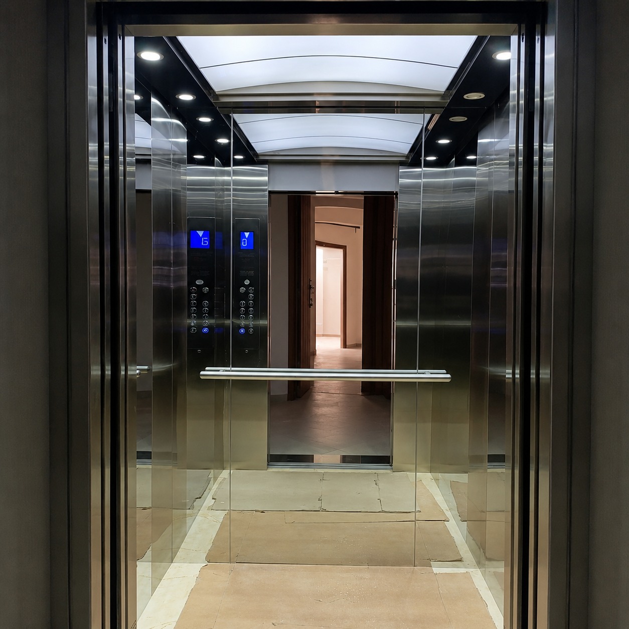 Modern elevator lift inside the building with clean and safe interior design
