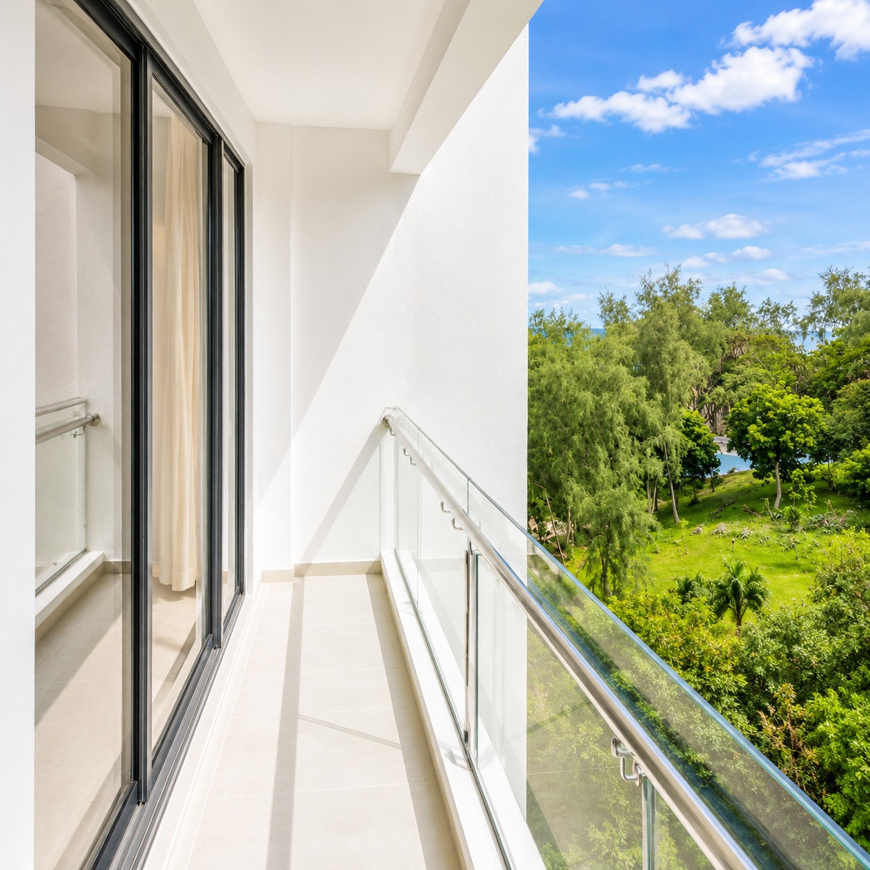 Private balcony view from Room 3 with outdoor seating and scenic surroundings